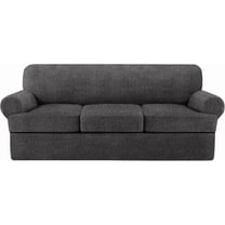 4 Piece T Cushion Sofa Slipcovers Stretch Couch Cover Furniture Covers with 3 Individual T Cushion Covers, Machine Washable for Living Room (Dark Gray, 3 Cushions)