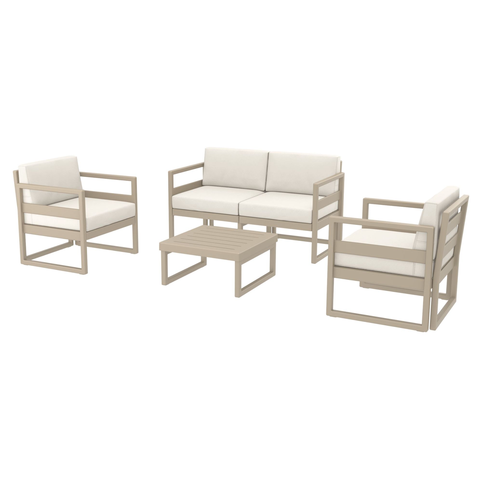 4 Piece Taupe Outdoor Patio Lounge Set with Natural Sunbrella Cushion 54.5" - image 1 of 3