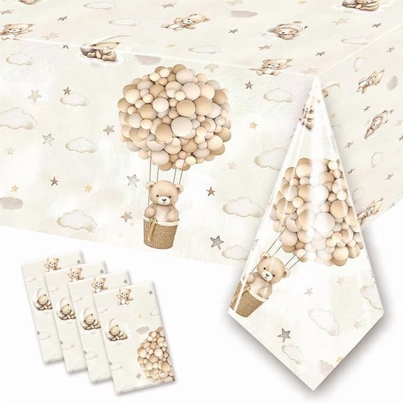 4 Piece Teddy Bear Baby Shower Tablecloths 54 x 108 Inches