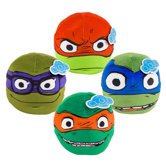 4 Piece Teenage Mutant Ninja Turtles Travel Cloud Pillow - 8" - Round - Assorted