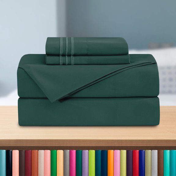 4 Piece Thin Breathable Sheet Set - 1500 Series, California King, Hunter Green