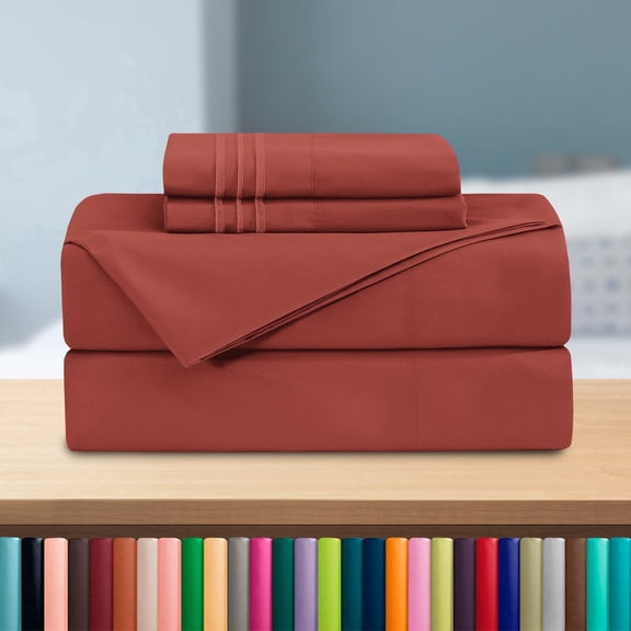 Elegant Comfort California King Bed Sheet Set, Deep Pocket Cooling Microfiber Sheets, Rust