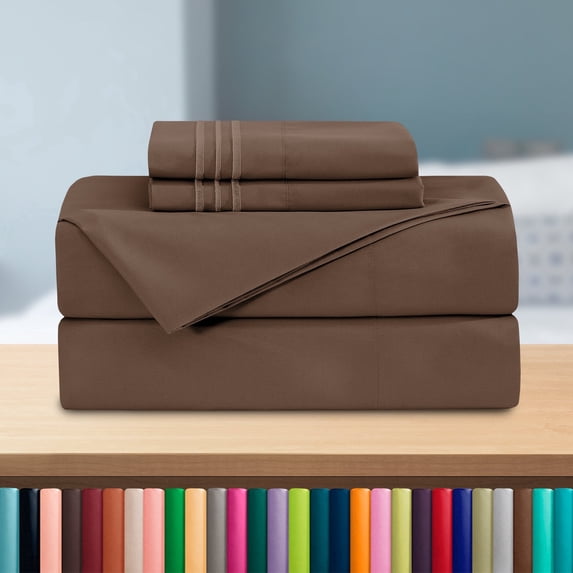 Elegant Comfort 4-Piece Microfiber Bed Sheet Set, Twin/Twin XL, Taupe - Deep Pocket