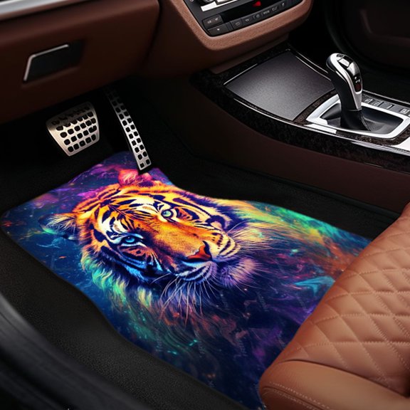 4-Piece Tiger Pattern Car Floor Mats, Universal Fit Auto Floor Liners For Cars Trucks Suvs, Anti-Slip All-Weather Interior Protection, Easy Clean Set