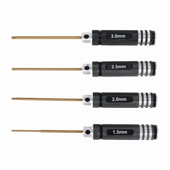 4-Piece Titanium Hex Screwdriver Set 1.53.0 mm with 170 mm Overall Length for FPV RC