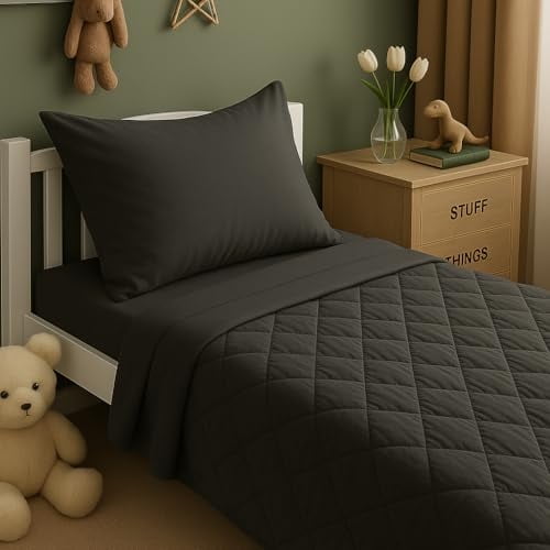 4-Piece Toddler Bedding Set – Soft Microfiber Crib Bedding for Boys & Girls, Includes Comforter, Fitted Sheet, Flat Sheet & Envelope Pillowcase – Breathable, Wrinkle Resistant