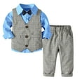 thumbnail image 1 of 4 Piece Toddler Kids Boys' Formal Suit Set Cotton Long Sleeve Bowtie Dress Shirt with Vest and Pants Fashion Slim Fit Clothing Sets, 1 of 6