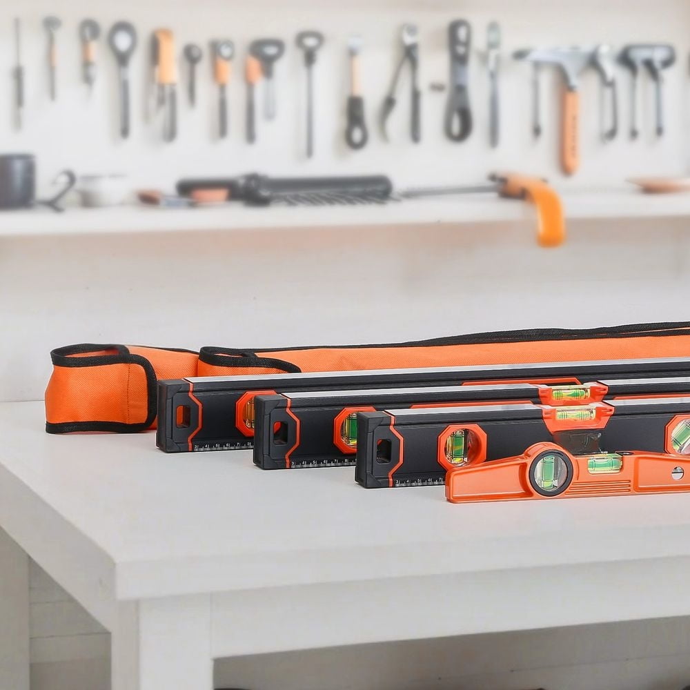 4-Piece Torpedo Level, 48/24/16/10 Inch Box Levels Set, Fluorescent ...