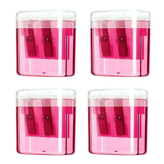 4-Piece Transparent Dual-Hole Pencil Sharpener Set, Portable Manual Sharpener with Case for Kids & School, Compact Sharpener Set Ideal for Classroom & Colored Pencils