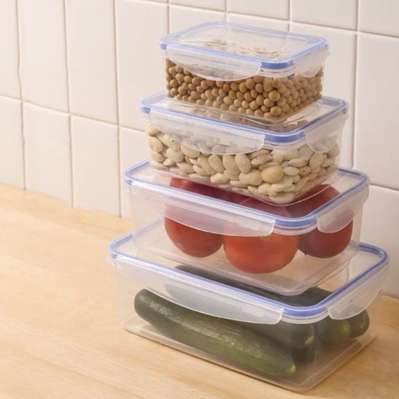 4-Piece Transparent Plastic Food Storage Container Set with Lids, 550 mL, 1000 mL, 1500 mL and 2500 mL