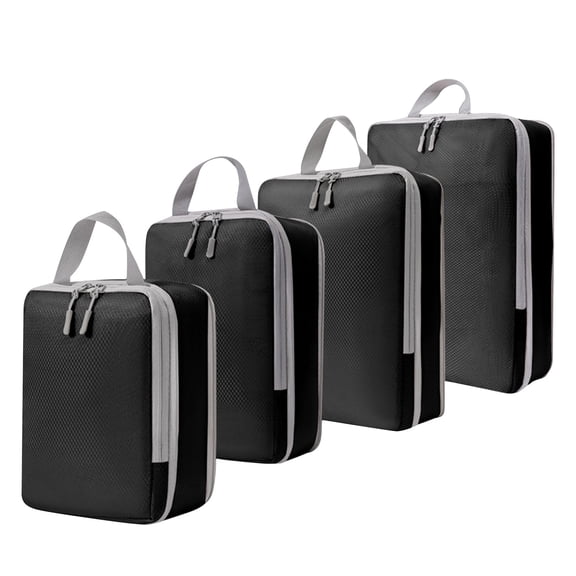 4-Piece Travel Packing Cubes Set, Lightweight Luggage Organizers with Handles, Space-Saving Compression Bags, Pink