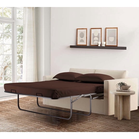 4-Piece Twin Sleeper Sofa Sheet Set, 100% Egyptian Cotton, 800 Thread Count, Fits 5" Deep Pull-Out Couch Mattress (36" x 72") - Chocolate Solid