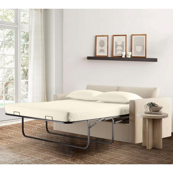 4-Piece Twin Sleeper Sofa Sheet Set, 100% Egyptian Cotton, 800 Thread Count, Fits 5" Deep Pull-Out Couch Mattress (36" x 72") - Ivory Solid