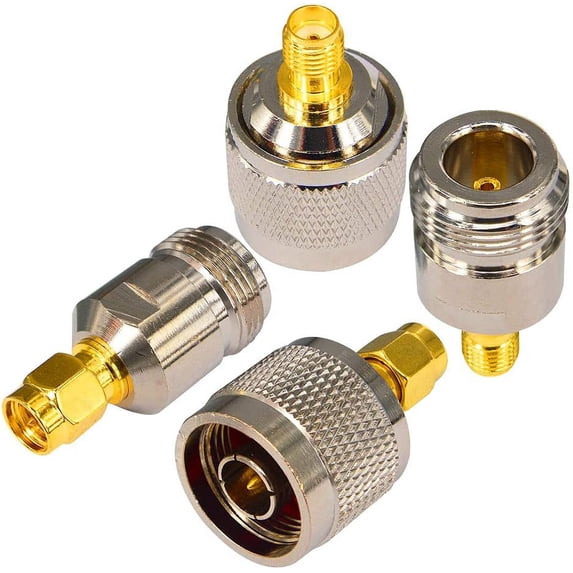 4 Piece Type N Male & Female to SMA Male & Female RF Coaxial Connector Adapter Kit