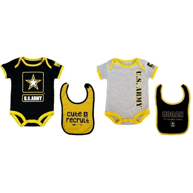 4-Piece U.S. Army Baby Set: Stylish Mix-and-Match Bodysuits and Bibs ...