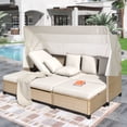 thumbnail image 1 of 4-Piece UV-Proof Resin Wicker Outdoor Sectional Sofa Set with Retractable Canopy & Lifting Table, Adjustable Reclining Positions, Space-Saving Design, Cushioned Comfort & Effortless Assembly, Beige, 1 of 8