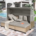 thumbnail image 1 of 4-Piece UV-Proof Resin Wicker Patio Sofa Set with Retractable Canopy, Cushions and Lifting Table,Brown (Brown), 1 of 10