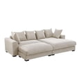 thumbnail image 1 of 4-Piece Upholstered Corduroy Sectional Sofa With Chaise & Ottoman-Beige, 1 of 11