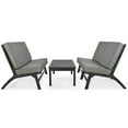 thumbnail image 1 of 4-Piece V-shaped Outdoor Sofa Seating Group , Garden Patio Conversation Furniture Acacia Solid Wood Sofa Set with Cushions( Black+Gray), 1 of 1