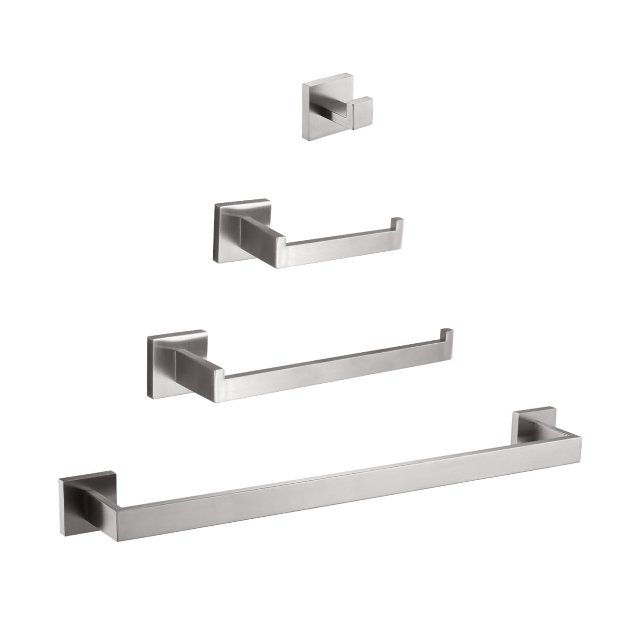 Brushed Nickel 4-Piece Bathroom Hardware Set with Towel Bar