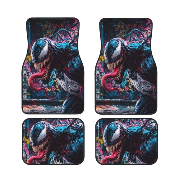 4 Piece Venom Car Floor Mats,All Weather Protection Waterproof Universal Automotive SUV Sedan Van Girl Women Men Boy(Front, Back)