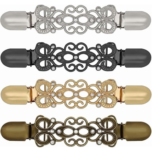 4-Piece Vintage Dress Cinch Clips Set - Waist Cincher & Shawl Clips for Cardigans, Sweaters & Dresses | Decorative Clothing Tightener Clips for Women (Classic Style)