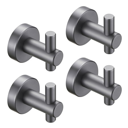 4-Piece Wall-Mounted Bathroom Robe Hook with hidden mounting base in Gray