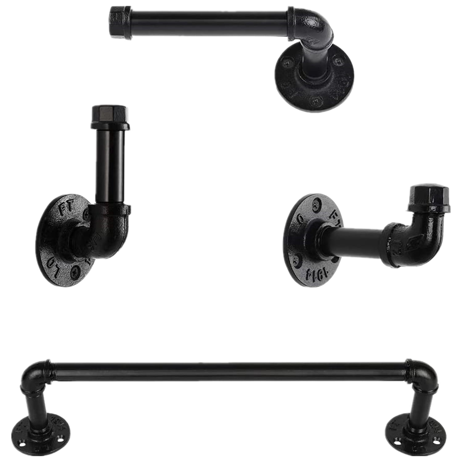 4Piece Wall Mounted Industrial Pipe Bathroom Hardware Set by Oumilen