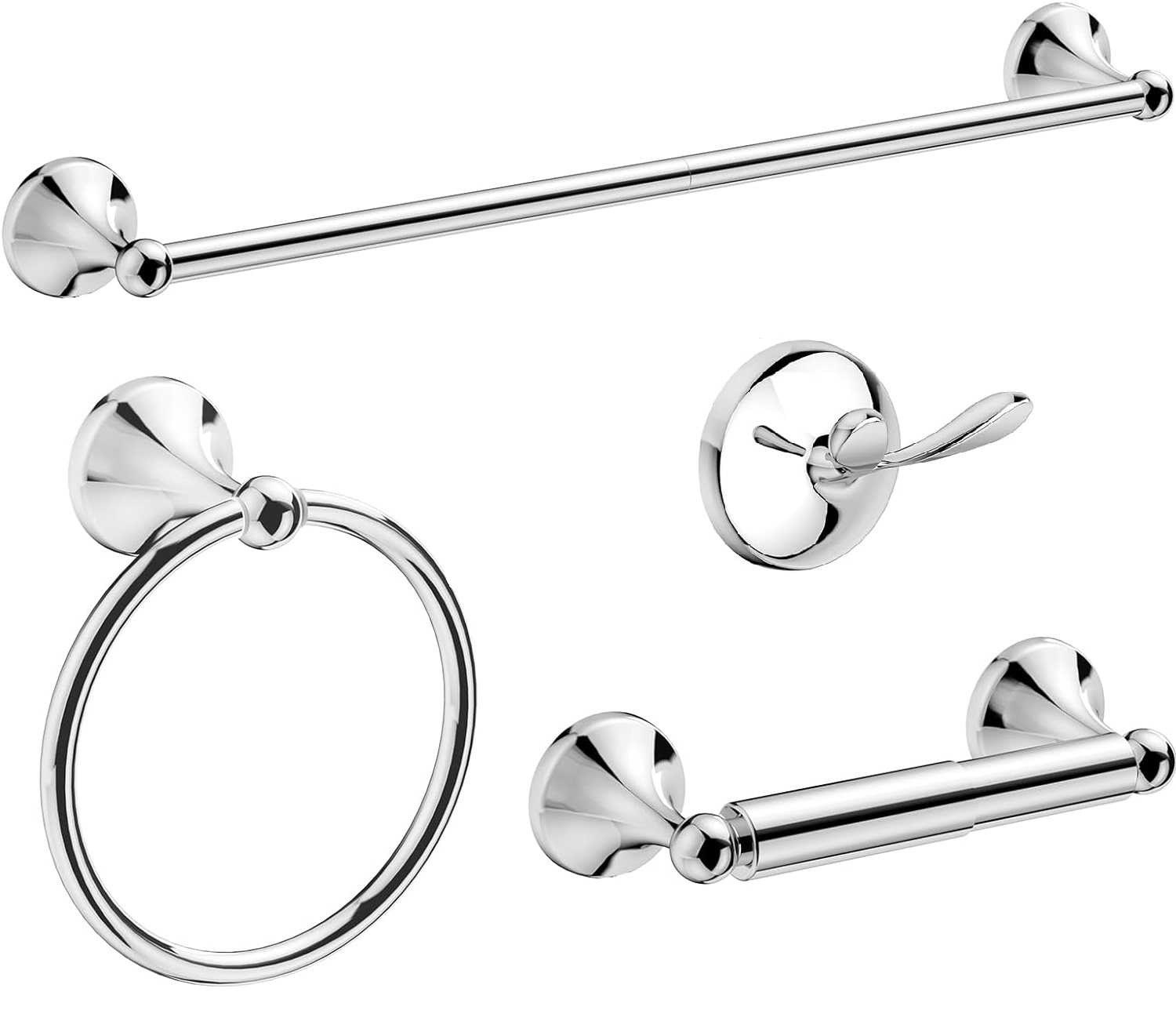 4Piece Wall Mounted Towel Bar Set, 18Inch Heavy Duty Bathroom