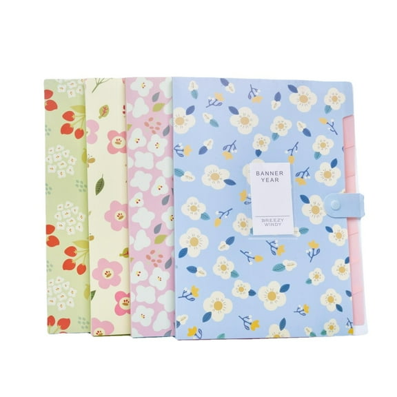 4-Piece Waterproof Plastic Accordion Folder with Snap Button Closure, 6 Pockets, 5 Tab Positions for A4 and Letter Size Paper, Cards, Exam Papers - Durable, Multi-Coloured Storage File Case