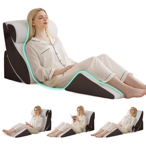 4-Piece Wedge Pillow Set White/Grey Adjustable Bed Sitting Support