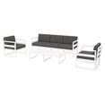 thumbnail image 1 of Luxury Commercial Living 4 Piece White Outdoor Patio Lounge Set with Charcoal Sunbrella Cushion, 1 of 3