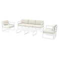 thumbnail image 1 of 4 Piece White Outdoor Patio Lounge Set with Natural Sunbrella Cushion 78.75", 1 of 3