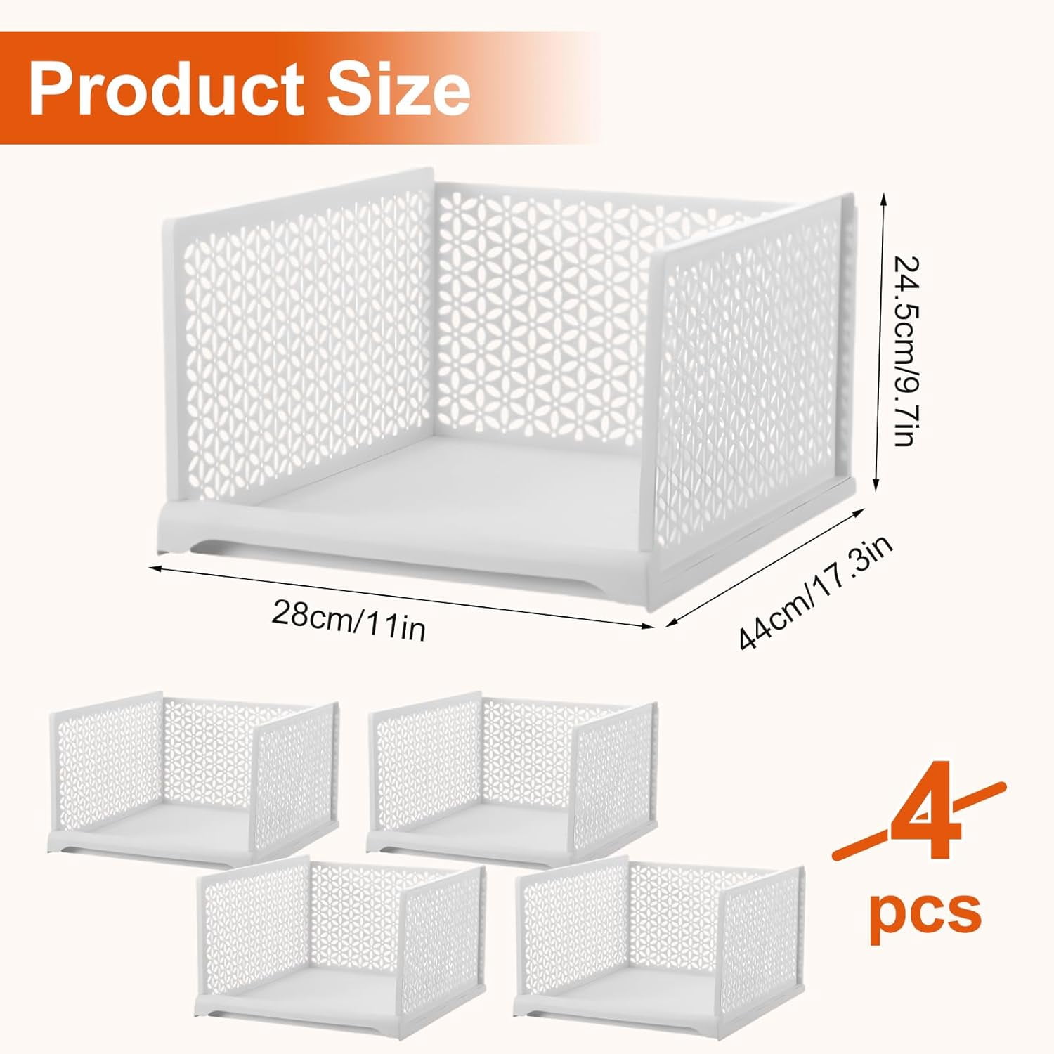 4-Piece White PP Drawer Boxes for Wardrobe Storage - Walmart.com