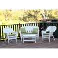 thumbnail image 1 of 4 Piece White Wicker Conversation Set - Green Cushions, 1 of 1
