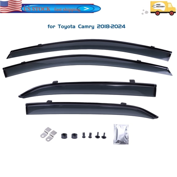 4-Piece Window Deflectors Clip-on Weatherproof Window Rain Guards/Visors for Toyota Camry 2018-2024