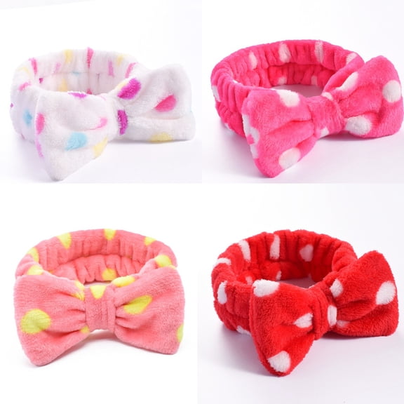 4-Piece Women's Coral Fleece Makeup Headbands, Elastic Hair Ties for Face Washing & High Buns
