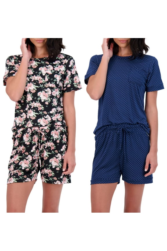 2 Pack: Ultra Soft Women’s Pajama Set Short Sleeve and Shorts Lounge & Sleepwear (Available In Plus)
