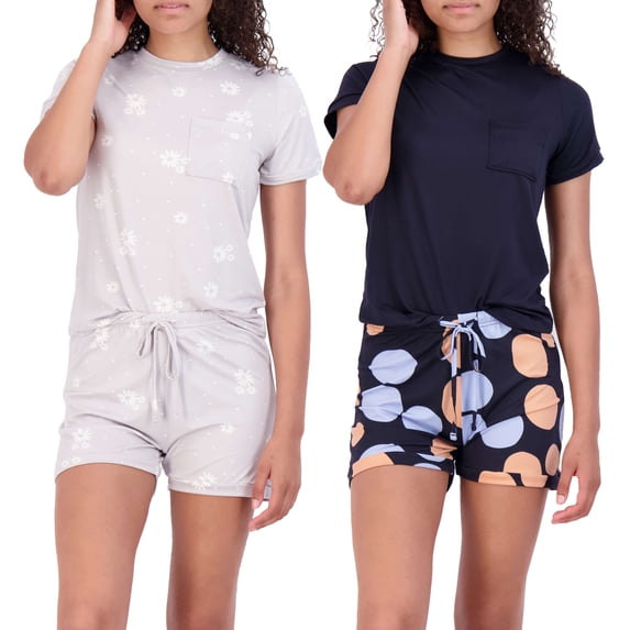 Real Essentials 2 Pack: Ultra Soft Women’s Pajama Set Short Sleeve and Shorts Lounge & Sleepwear (Available In Plus)