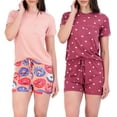 thumbnail image 1 of Real Essentials 2 Pack: Ultra Soft Women’s Pajama Set Short Sleeve and Shorts Lounge & Sleepwear (Available In Plus), 1 of 6