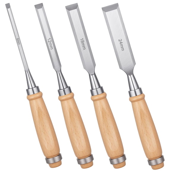 4 Piece Wood Chisel, Professional Wood Woodworking Tools Set, Bevel Edge Chisel Set