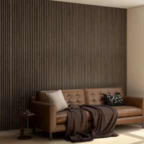 4-Piece Wood Slat Acoustic Panels for Stylish Decor and Noise Reduction, 3D Textured Panel for Ceiling and Wall, Walnut