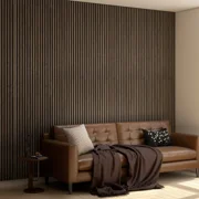 4-Piece Wood Slat Acoustic Panels for Stylish Decor and Noise Reduction, 3D Textured Panel for Ceiling and Wall, Walnut