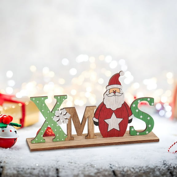 4-Piece Wooden Christmas Ornament Set - Hand-Crafted Snowman & Reindeer Decor for Tree, Tabletop, and Wall, Holiday Home and Mall Display C