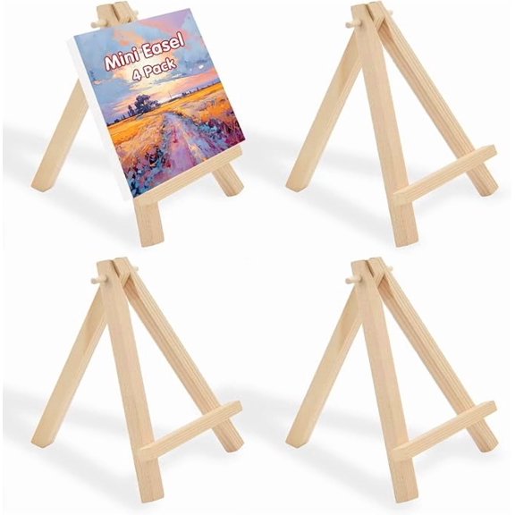 4 Piece Wooden Mini Easel Display Stands