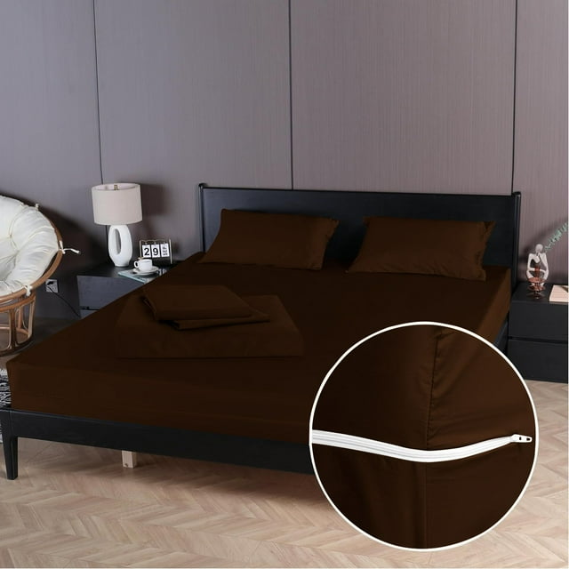 4 Piece Zipper Sheet Set Includes (1 Zipper Fitted Sheet, 1 Flat Sheet