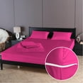 thumbnail image 1 of 4 Piece Zipper Sheet Set Includes (1 Zipper Fitted Sheet, 1 Flat Sheet And 2 Zipper PillowCase) with 12 Inch Deep Pocket 800 TC 100% Egyptian Cotton Solid Hot Pink Color Cal King Size, 1 of 7