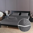 thumbnail image 1 of 4 Piece Zipper Sheet Set Includes (1 Zipper Fitted Sheet, 1 Flat Sheet And 2 Zipper PillowCase) with 10 Inch Deep Pocket 800 TC 100% Egyptian Cotton Solid Dark Grey Color Queen Size, 1 of 7