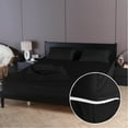 thumbnail image 1 of 4 Piece Zipper Sheet Set Includes (1 Zipper Fitted Sheet, 1 Flat Sheet And 2 Zipper PillowCase) with 15 Inch Deep Pocket 800 TC 100% Egyptian Cotton Solid Black Color King Size, 1 of 7