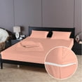 thumbnail image 1 of 4 Piece Zipper Sheet Set Includes (1 Zipper Fitted Sheet, 1 Flat Sheet And 2 Zipper PillowCase) with 8 Inch Deep Pocket 800 TC 100% Egyptian Cotton Solid Peach Color Cal King Size, 1 of 7